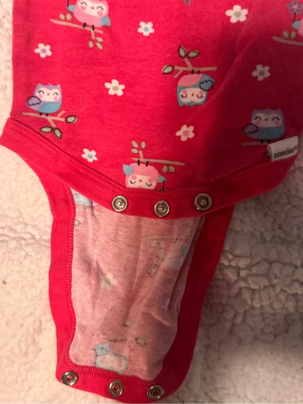 Pink Owl Print Baby Bodysuit with Snap Closures